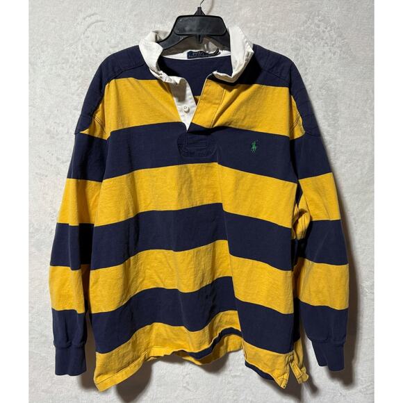 Polo by Ralph Lauren Ruby Navy Yellow Long Sleeve Shirt Size 2XB - Picture 1 of 11